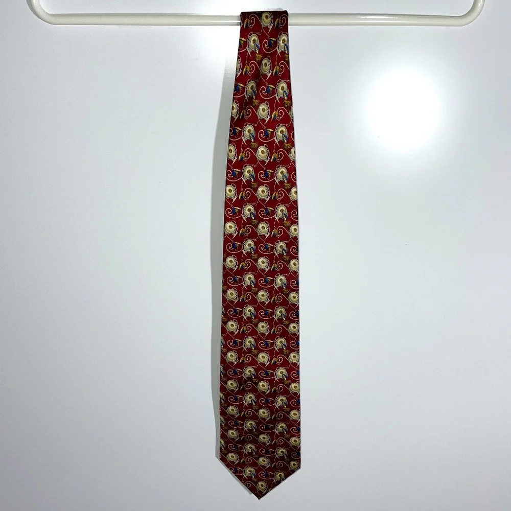 Fendi Italy Silk‎ Burgundy Fishing Tie